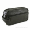 PU Leather Cosmetic Bag/Toiletry Bag with Zipper Pockets on Front and Back and Zip Close Top